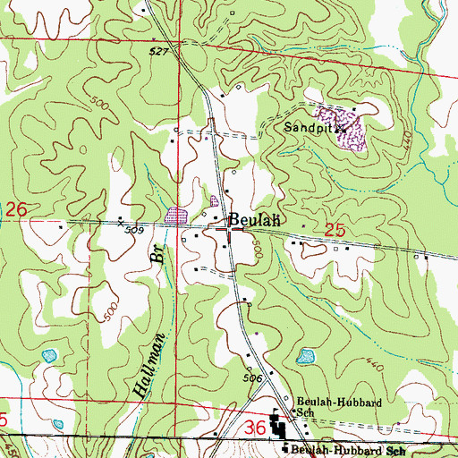 Topographic Map of Beulah, MS