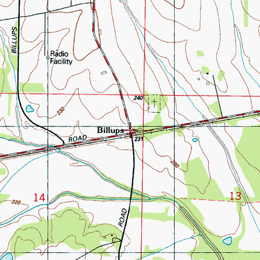 Topographic Map of Billups, MS