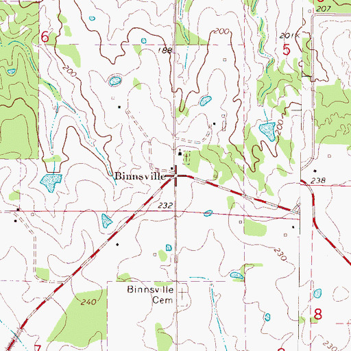 Topographic Map of Binnsville, MS