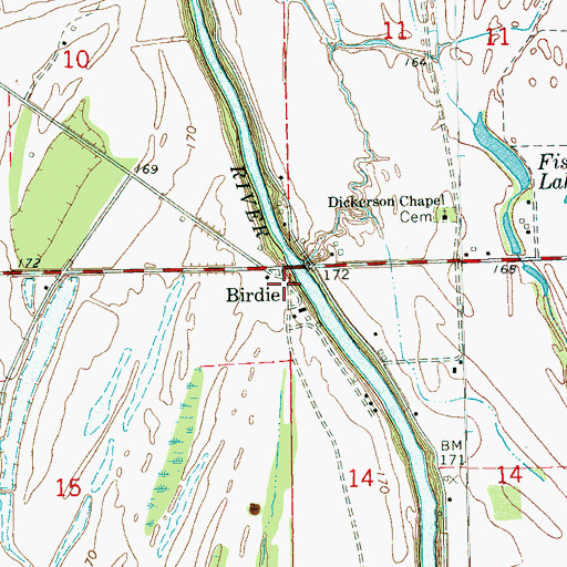 Topographic Map of Birdie, MS
