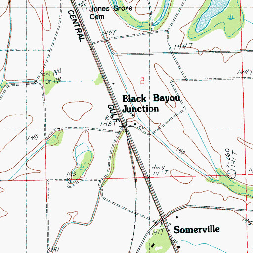 Topographic Map of Black Bayou Junction, MS