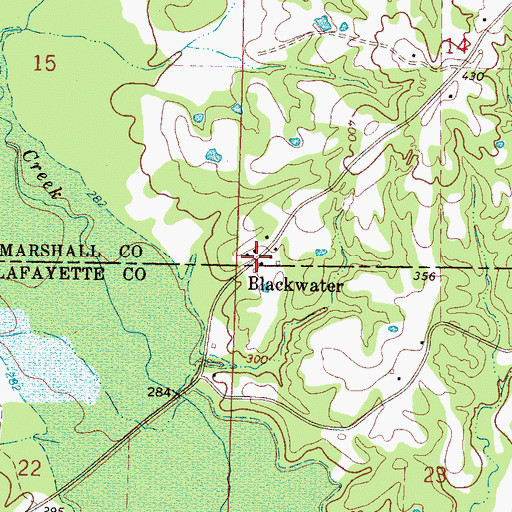 Topographic Map of Blackwater, MS