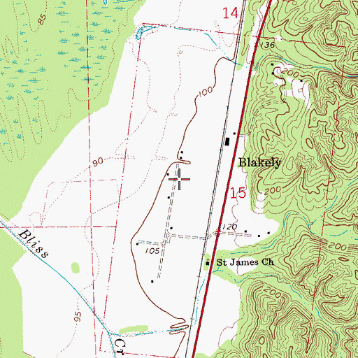 Topographic Map of Blakely, MS