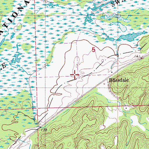 Topographic Map of Blissdale, MS