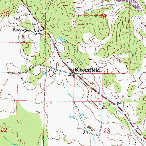 Topographic Map of Bloomfield, MS