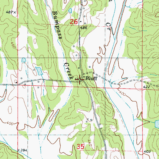Topographic Map of Bluff, MS