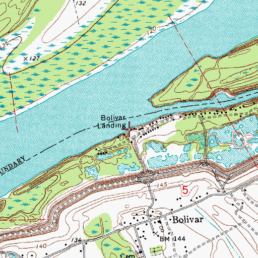 Topographic Map of Bolivar Landing, MS
