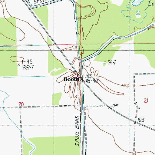 Topographic Map of Booth, MS