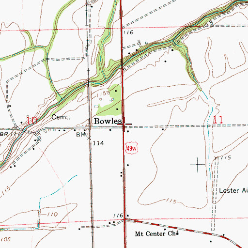 Topographic Map of Bowles, MS