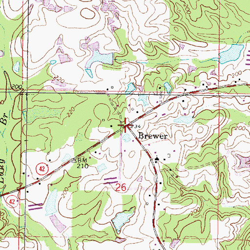 Topographic Map of Brewer, MS