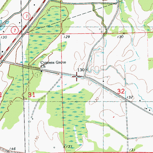 Topographic Map of Bright Corner, MS