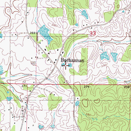 Topographic Map of Buchannan, MS