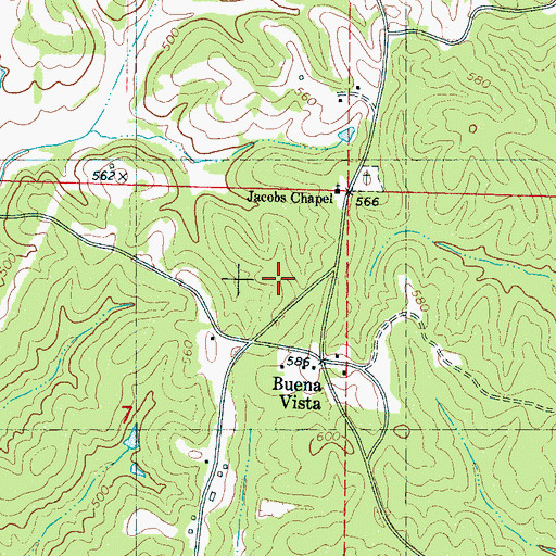 Topographic Map of Buena Vista, MS