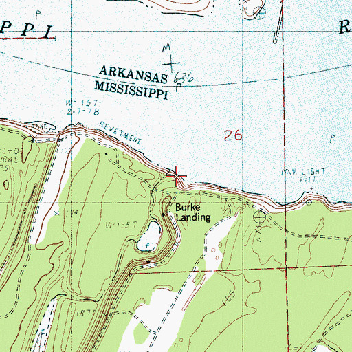 Topographic Map of Burke Landing, MS
