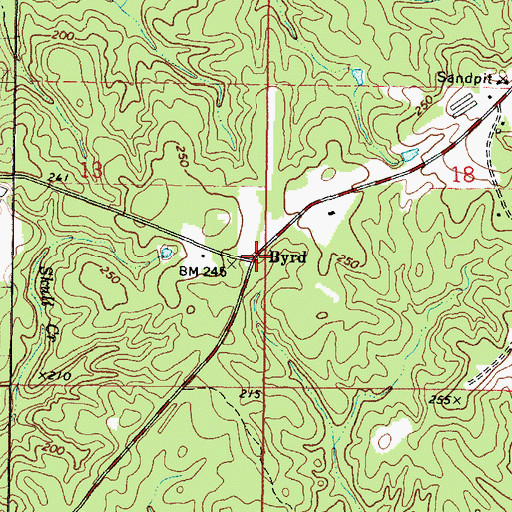 Topographic Map of Byrd, MS