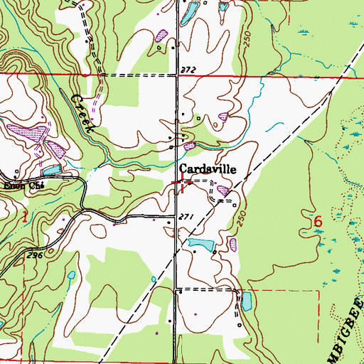 Topographic Map of Cardsville, MS
