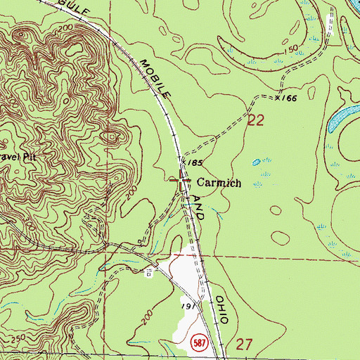 Topographic Map of Carmich, MS