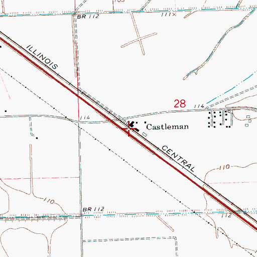 Topographic Map of Castleman, MS