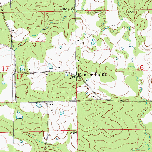 Topographic Map of Center Point, MS