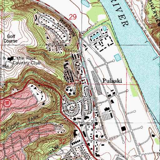 Topographic Map of Pulaski County, AR