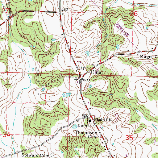 Topographic Map of Clem, MS