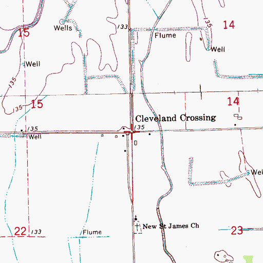 Topographic Map of Cleveland Crossing, MS