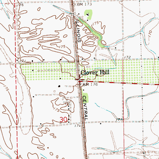 Topographic Map of Clover Hill, MS