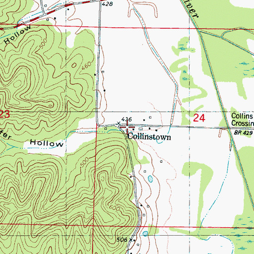 Topographic Map of Collinstown, MS