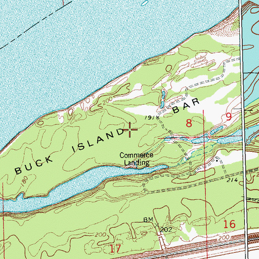 Topographic Map of Commerce Landing, MS