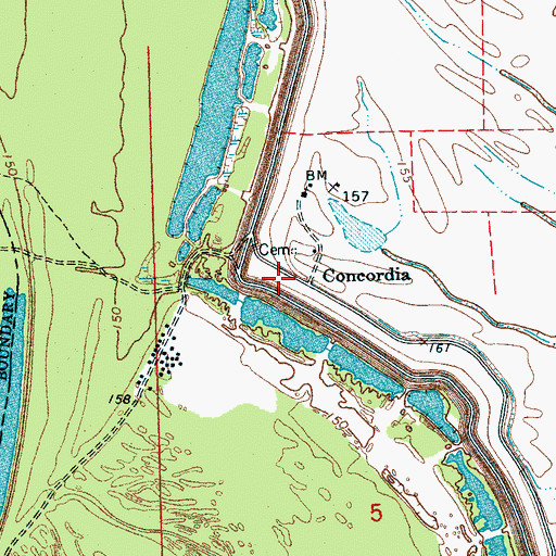 Topographic Map of Concordia, MS
