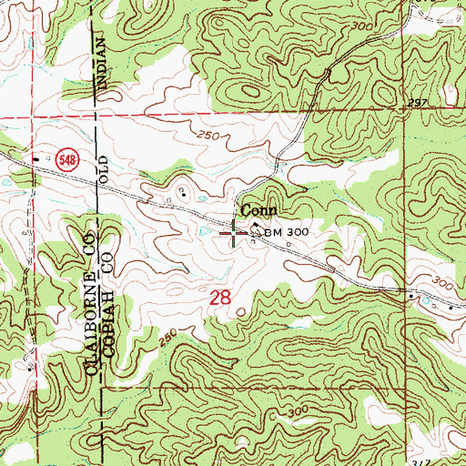 Topographic Map of Conn, MS