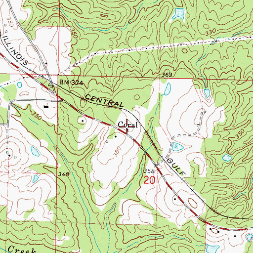 Topographic Map of Coral, MS