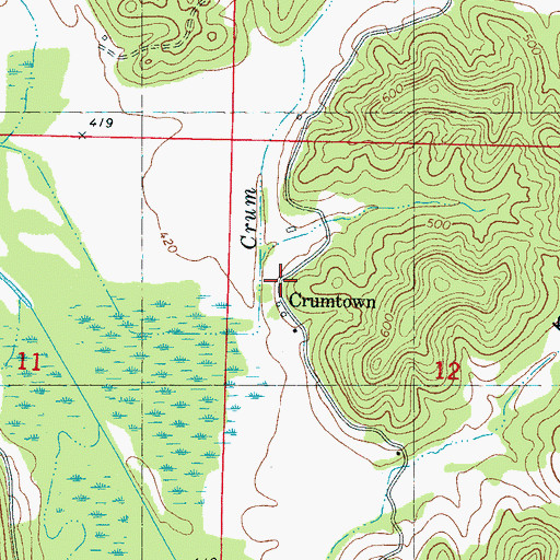 Topographic Map of Crumtown, MS
