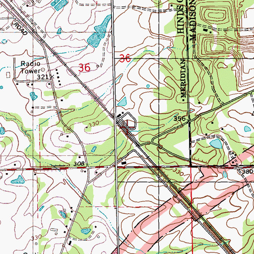 Topographic Map of Cynthia, MS