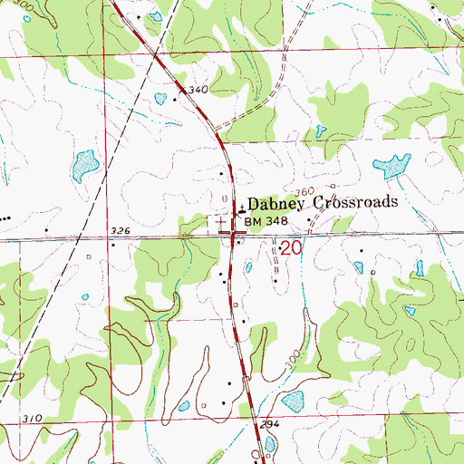 Topographic Map of Dabney Crossroads, MS