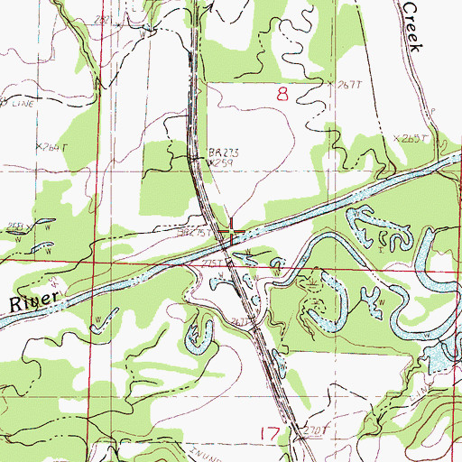 Topographic Map of Dallas Jones Crossing, MS