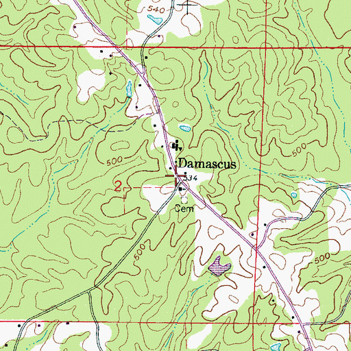 Topographic Map of Damascus, MS