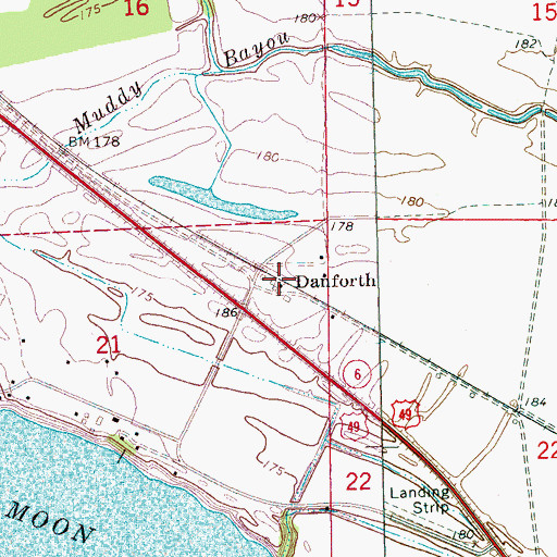 Topographic Map of Danforth, MS