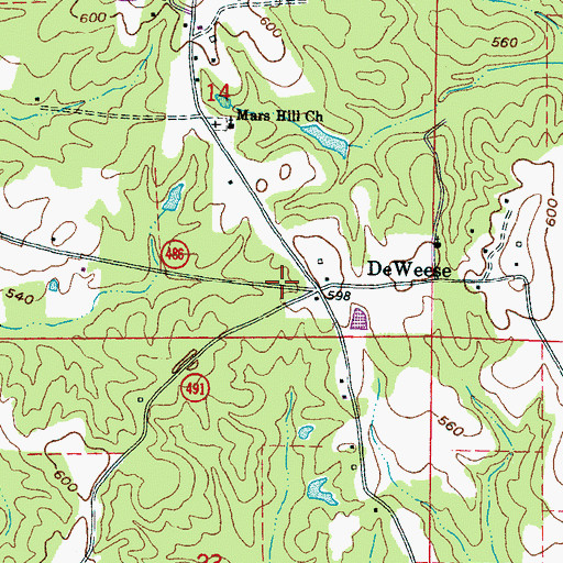 Topographic Map of DeWeese, MS