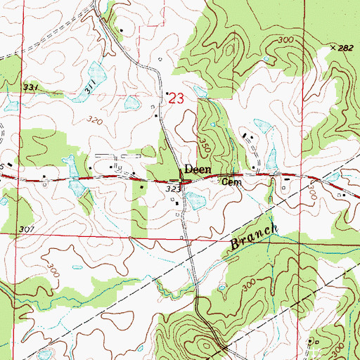 Topographic Map of Deen, MS