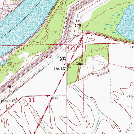 Topographic Map of Delta, MS