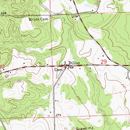 Topographic Map of Dillon, MS