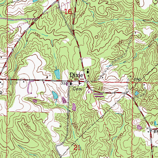 Topographic Map of Dixie, MS