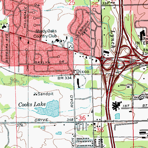 Topographic Map of Dixon, MS