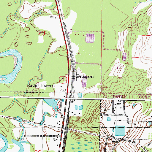 Topographic Map of Dragon, MS
