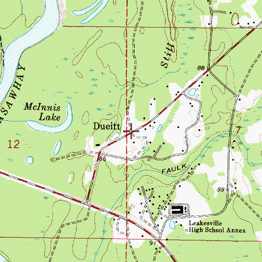 Topographic Map of Dueitt, MS