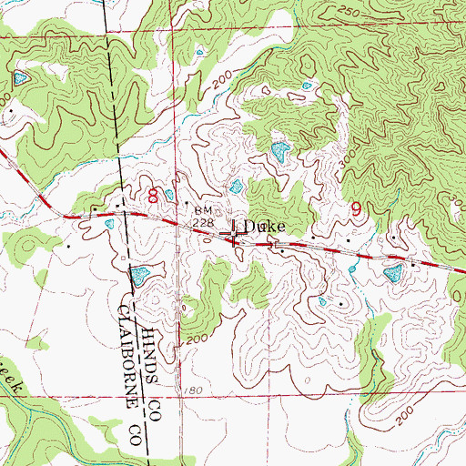 Topographic Map of Duke, MS