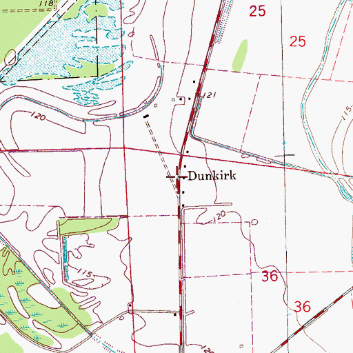 Topographic Map of Dunkirk, MS