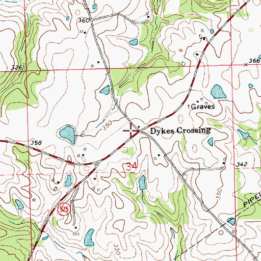 Topographic Map of Dykes Crossing, MS