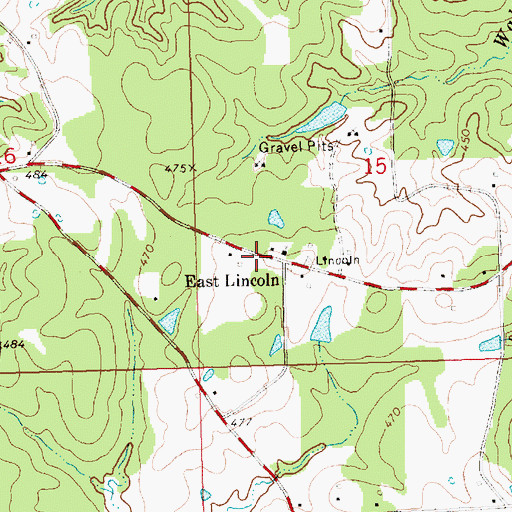 Topographic Map of East Lincoln, MS